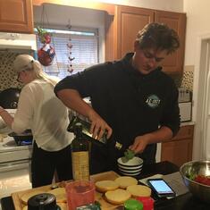 Helping cook birthday dinner for our mom in Mamaroneck, NY