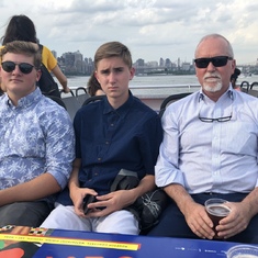 The brothers with our father, ferry to Brooklyn, NY