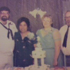 Wedding Day in 1984 with husband Roger and Parents-in-Law