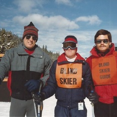 Blind skier guides