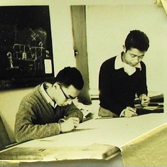 With Fred Hsia, working day at night on architecture projects during college.