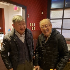 Uncle Joe and John "Cow Head" Shen celebrating John's 88th birthday