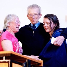 At the baptism of one of our granddaughters not long before John died.