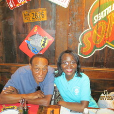 Needie and niece, Sylvia, at Pizza Parlor during the 2012 Musical Tour