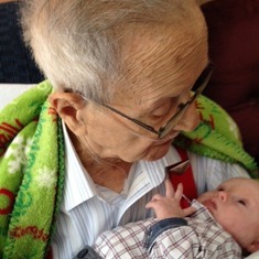 Papa and his first great, great grandson - April, 2014