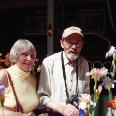 Joe and Sylvia receiving an award for one of his irises