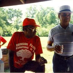 Daddy and a buddy at the Family Reunion Picnic in Gary 1995