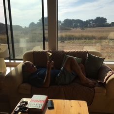 One of his favorite things to do...reading a great book, relaxing in Sea Ranch