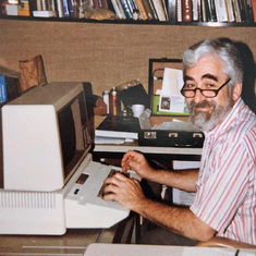Professor Mandell with his Apple IIe