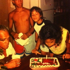 Daddy, Raymond, Lani, & Ola @ Waianae Valley House on Ola's Birthday