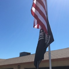 American Flag flown with POW/MIA Flag at Joes house in Sun city West.