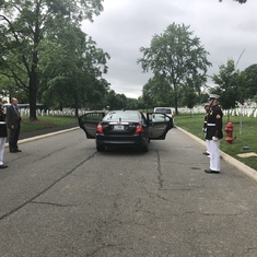 USMC Honor Guard removing Urn and Flag from transport vehicle