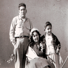 Daddy, Mama & Joey at Pueblo Gardens home. After 1950