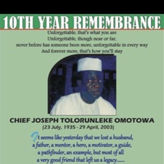 10th year Anniversary of Remembrance of Chief JTO Omotowa