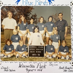 Joe coaching our soccer team. The Blue Birds 1971. Great man who loved so much!