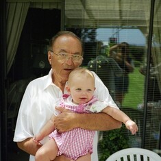 Jacy with Great Grandpa in Camarillo 1997.