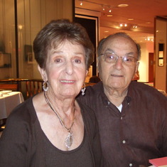 Mom and Dad on Mom's 90th birthday.  Lunch in Neiman Marcus hosted by Annie Cafasso, Mom's niece.