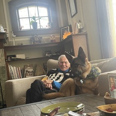 Dad and Arlo sharing the couch on football Sunday.