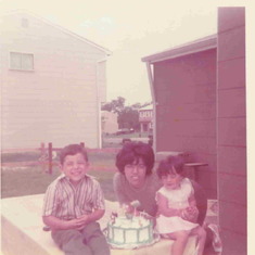 Mom, Laura and jay for his 5th birthday in 1972