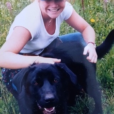 Josie and our old lab, Sam, in Sweetwater, CO circa 1999