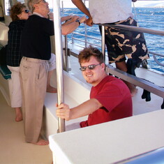 Josh on a Whale Watch Cruise in Hawaii- He was the first one on the boat to spot the whales!!