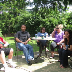 -Hanging at a family party this past May with Doug,Nikki, Cara and Lyndi