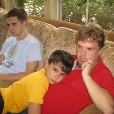 Watching Tv with Jimmy and Joey after a day in the pool