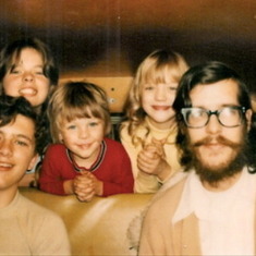 Uncle Wendyll, Bobby, Casey, Cara & Josh in grandpa's VW bus