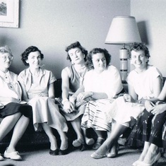 1956 Joyce Hastings, Kathy Bang Grosen, Doris Gilcrist, Betty Eckland, Virginia Hibbard, Joyce Armstrong, Marie Hovland
