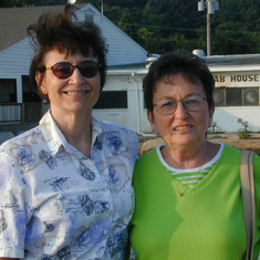 Joyce and Roz at a crab house in LaPlata, MD, 2000
