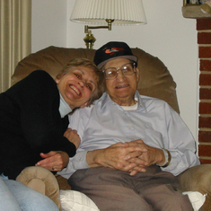 Joyce with her Dad, Frank DiMeglio, on his 91st birthday, February 10, 2002 - Silver Spring, MD