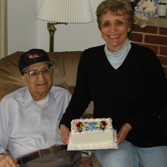 Joyce with her Dad on his 91st birthday, February 10, 2002 - Silver Spring, MD