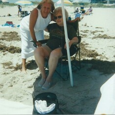 Joyce and Mom at the  beach