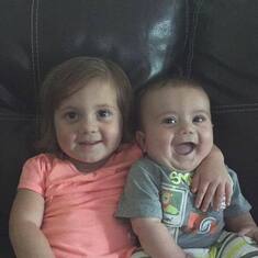 great granddaughter Peyton, and great grandson Bryce