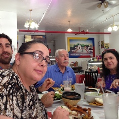 Enjoying chicharrón at El Pueblito Paisa