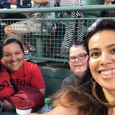 Joy, Maria, Susan, and Joanna at the Red Sox game 