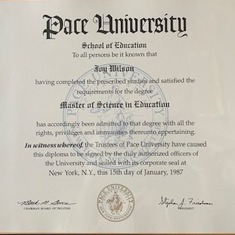 Joy's Pace University Master of Science in Education Degree