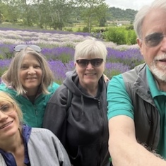 Jo, Peggy, Betsy, and John enjoying the lavender