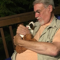 my grandpa john and his “great grandpig”