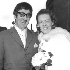 Judith and Peter's wedding day, 20th January 1971 at Finsbury Town Hall.