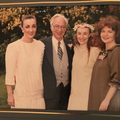 Kathleen, Dad, Rosemary and Judy at Rosemary's Wedding 1985