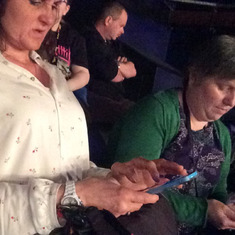 mothers and their phones, Lucy and Judith at Little Mix 2016