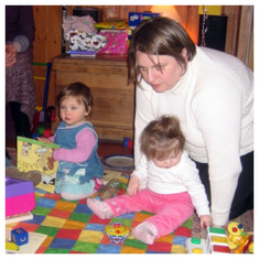 Maddy, Alicia and Judith at Martha's 1st birthday party March 2005