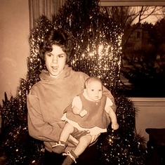 Christmas 1964 with baby sister Amy