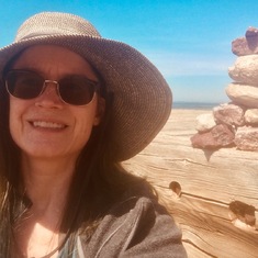 A cairn and selfie for you on Lake Superior, May 2018
