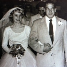 Our Wedding Day in South Dakota 1955. The first big steps together towards our future of 58 years of wondeful adventures