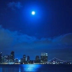Moonlight over San Diego. Jule loved San Diego and it's rugged coast