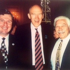 Jule, Senator Alan Simpson, and Mike Hughes at The White House on Veterans Day 1997, enjoy the morning event & breakfast honoring our Nations Veterans