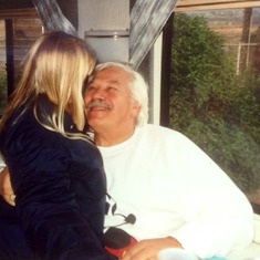 Grandaughter Heather with her Grandfather Jule, Thanksgiving Day at the ocean in Cardiff, CA