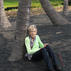 Grandma at Punalu'u beach Hawaii trip 2016